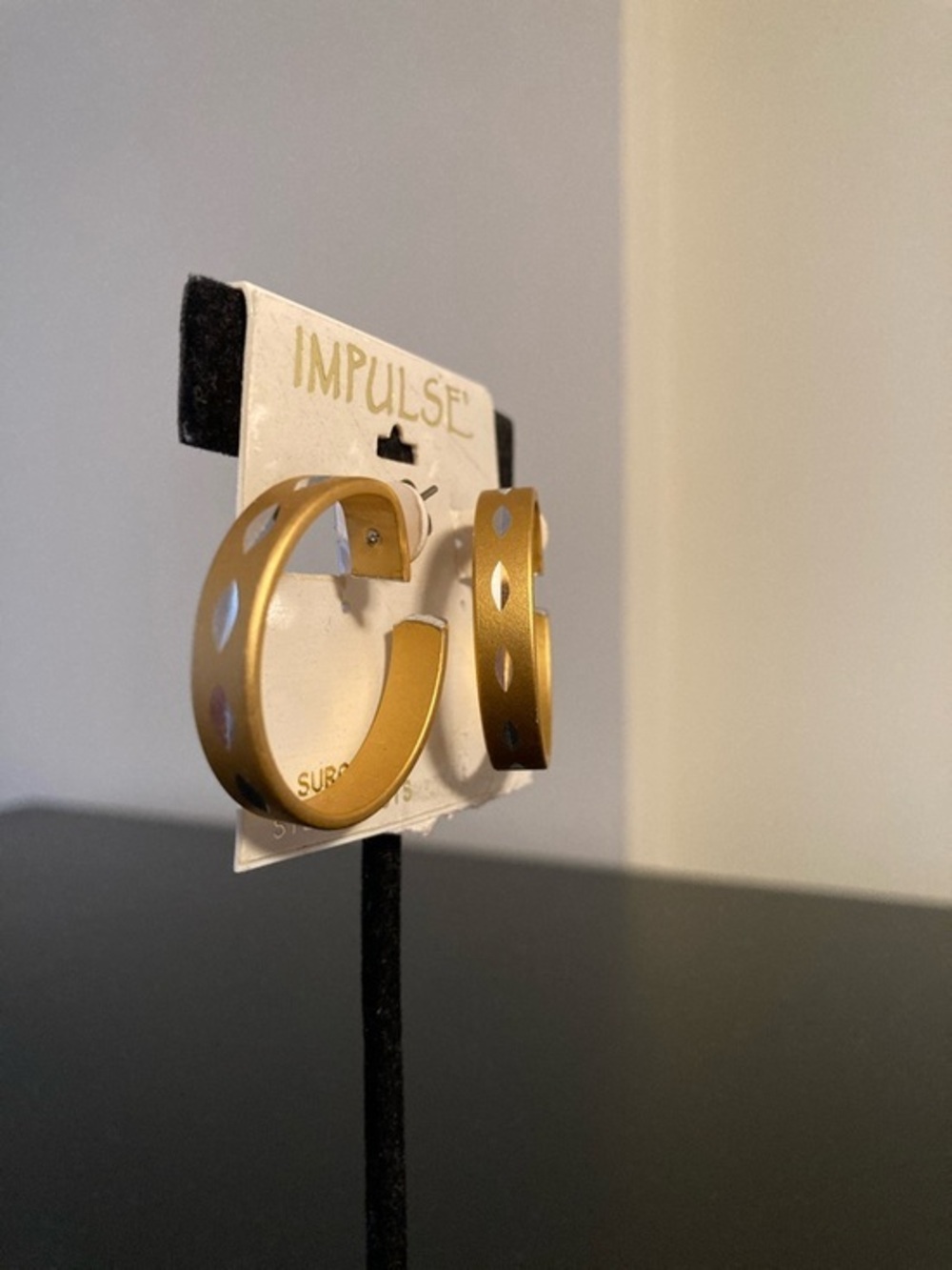 Impulse Matte Gold Hoop Earrings with Cutout Accents